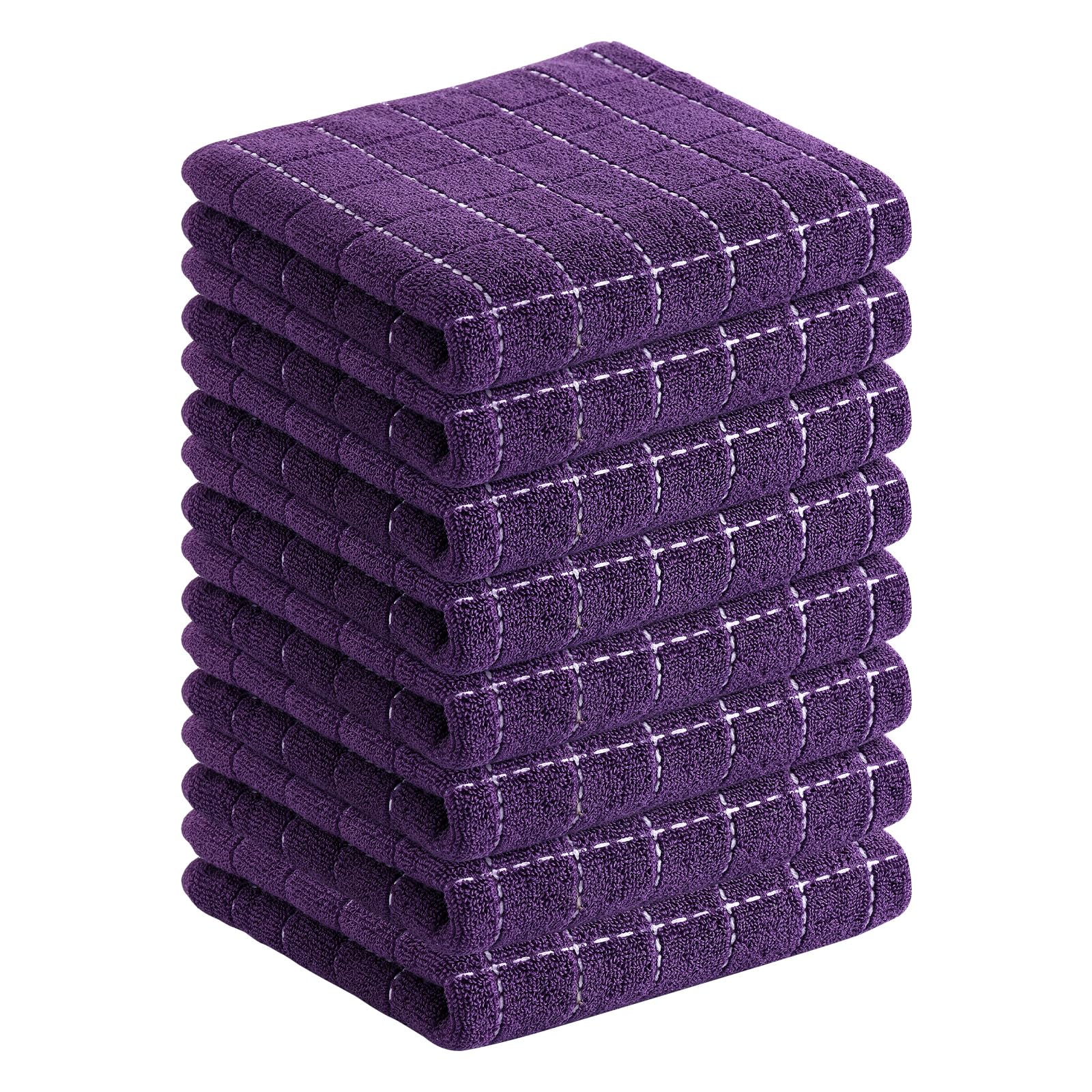 Homaxy 100% Cotton Terry Kitchen Towels, 8 Pack, Purple | Ultra Soft and Absorbent Dish Towels for Kitchen, Suitable for Drying and Washing Dishes