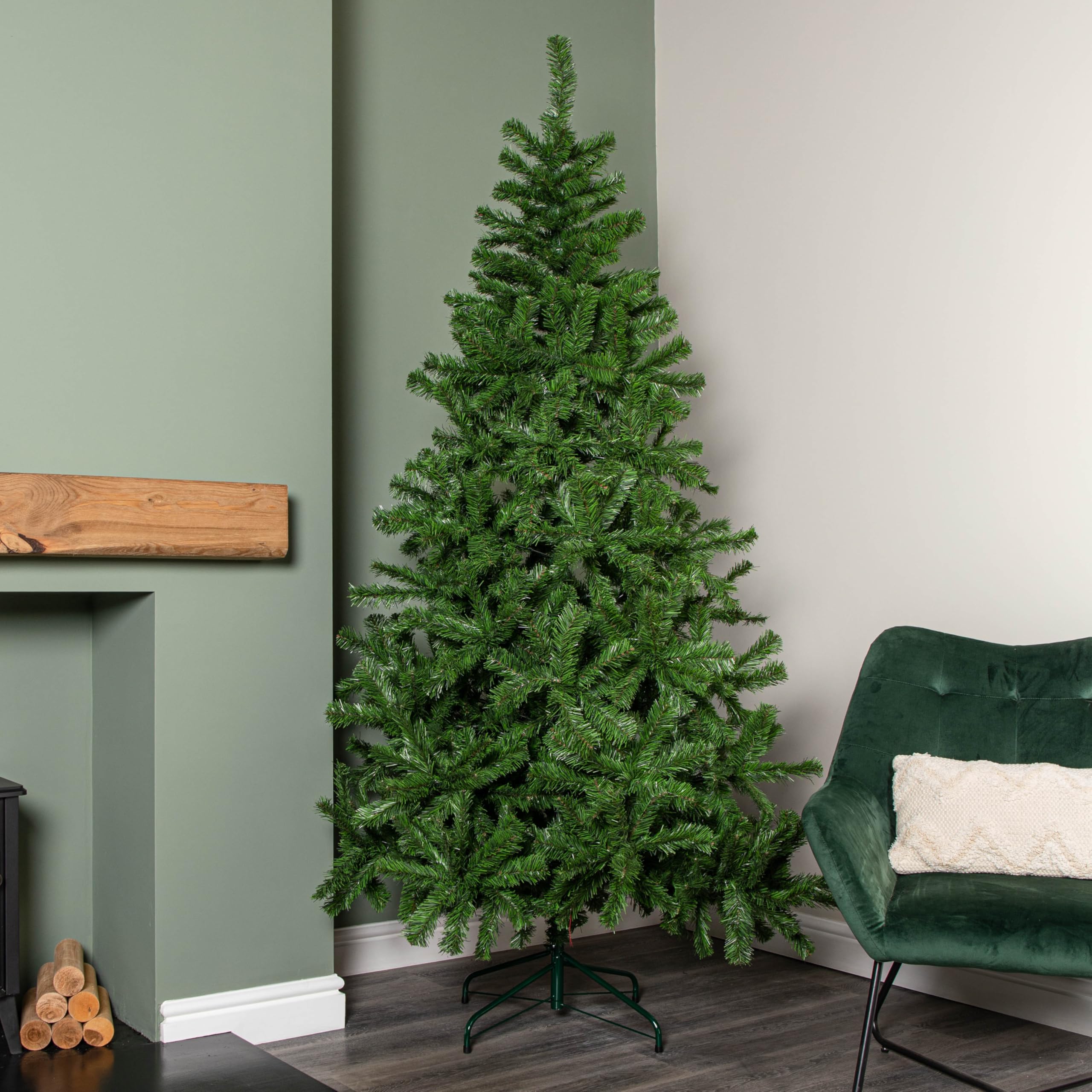 Samuel ALEXANDER Plain Green Artificial Christmas Tree (7ft (210cm))