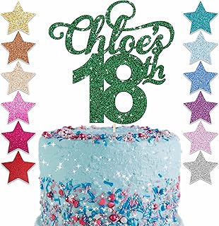 Custom Glitter Cake Topper, Personalised Cake Topper, Any Words Cake Topper, Any Age & Name, Glitter Topper, 22 different colours (Green, Glitter)