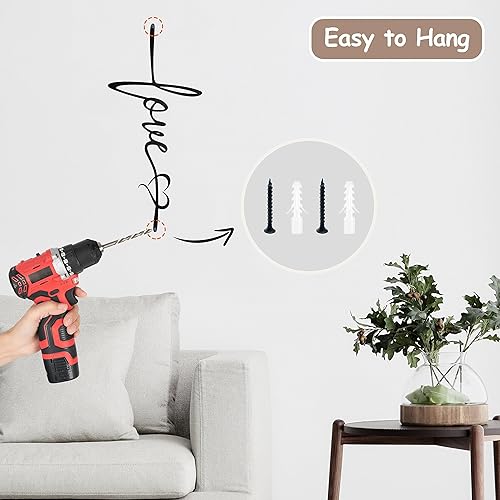 Miniatura 3 de BiaGift Decoración de pared de cruces, letreros de amor para el hogar, decoración de pared de cruz de metal, decoraciones de pared colgantes