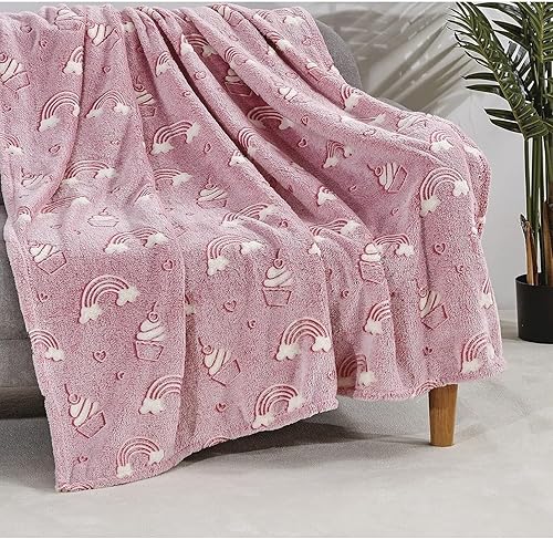 Miniatura 7 de FAITH HOPE LOVE HOME DÉCOR Manta cósmica de ultra felpa que brilla en la oscuridad 50 x 60 pulgadas  Blue Dino Pals