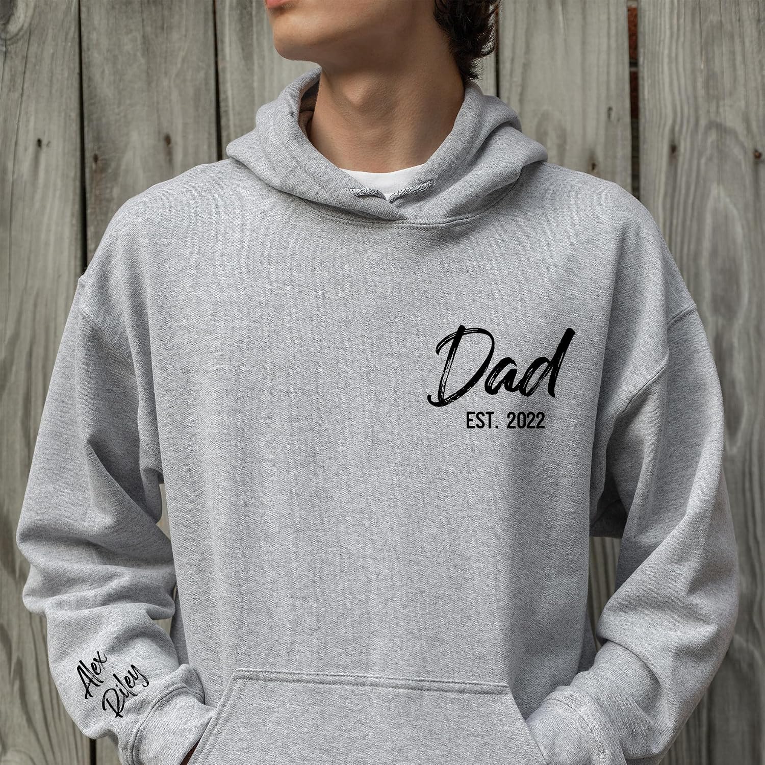 Custom Dad Hoodies and Crewneck Sweatshirt with Kids Names on Sleeve Customized Hoody for Dad Gift Dad Birthday Gifts Boy Daddy Girl Personalized New Dad Men Multicolor