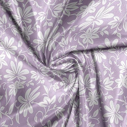 Miniatura 4 de Ambesonne Tela floral por The Yard, ramos de primavera con flores espirales, ramas de jardín botánico, primavera, tela de satén decorativa para