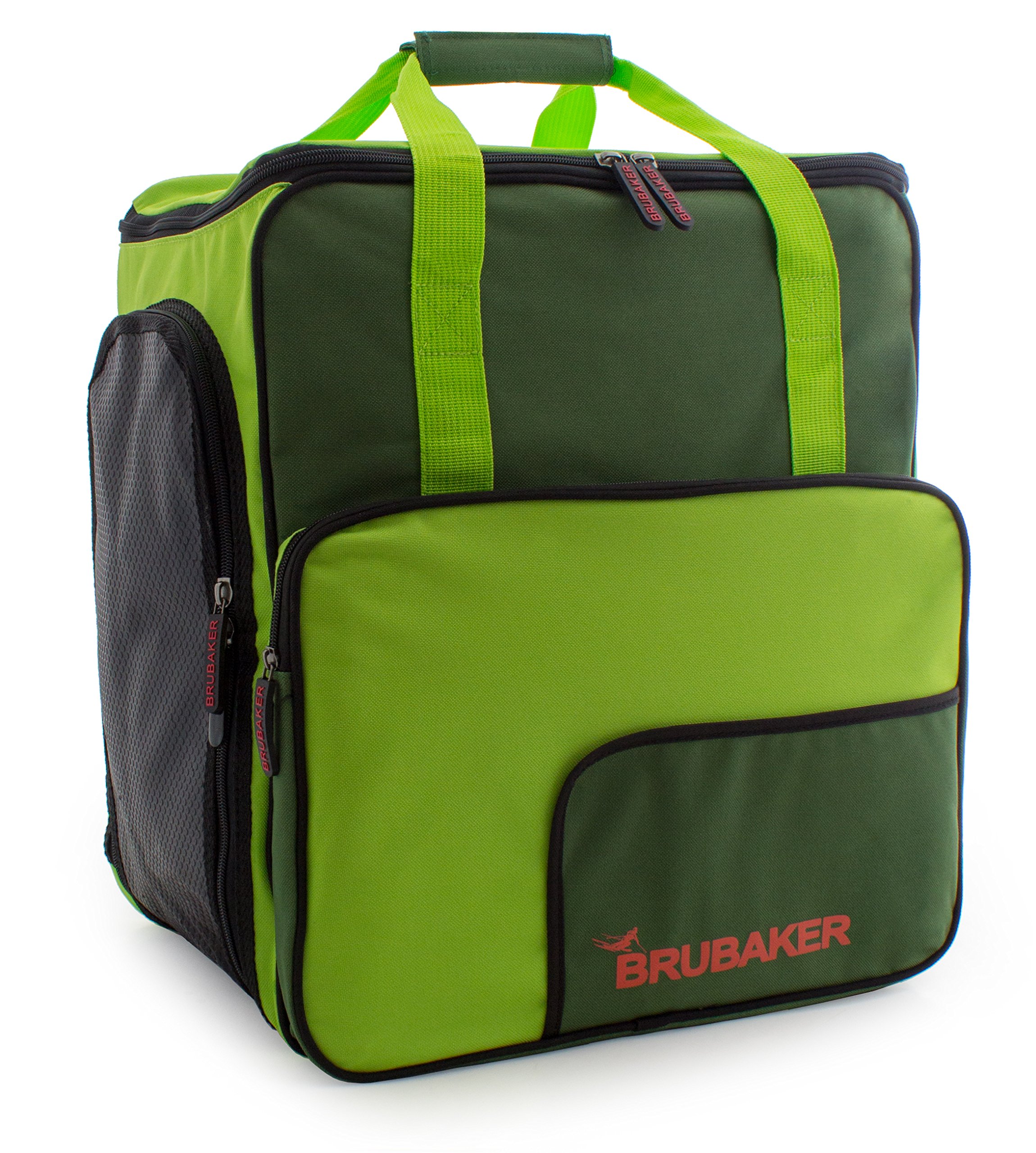 Brubaker 'Super Function 2.0' Borsa per Scarponi da Sci con Scomparto Casco Colore Verde Oliva/Verde Chiaro