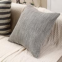 Vista 3 de Juego de 2 fundas de almohada a rayas de 18 x 18 pulgadas, fundas de almohada bohemias con almohadas decorativas, fundas de almohada cuadradas