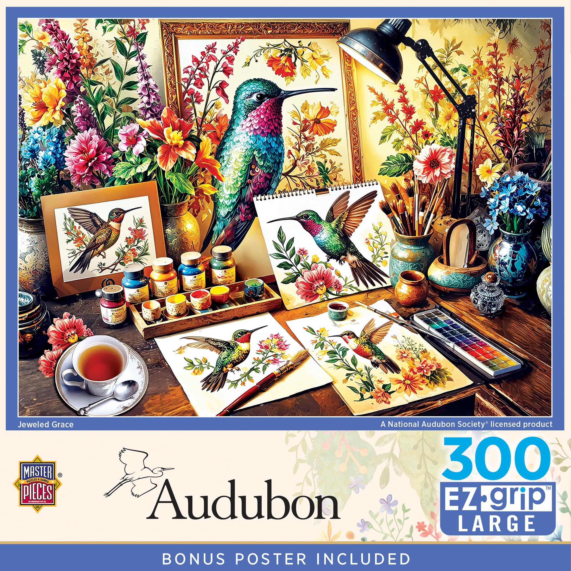 Audubon Jeweled Grace 300 Piece Puzzle - Ezgrip Jigsaw for Adults, Nature Theme, 18"x24"