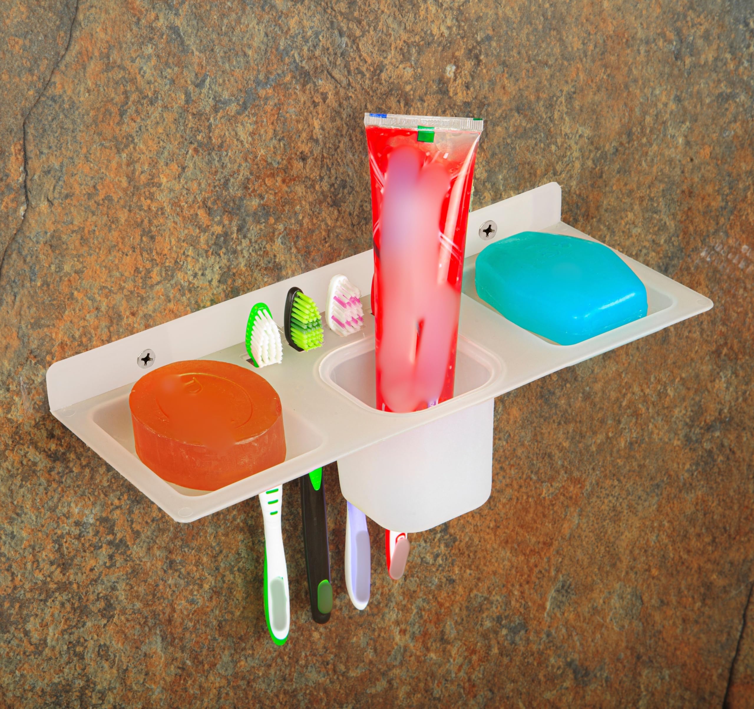 HAPPI Unbreakable ABS Plastic 4 in 1 Soap Dish Holder Glass Tumbler and Tooth Brush Holders, Soap Stand, Soap Case, Soap Holder Stand Wall Mounted for Bathroom (White) (B0BSH37QG7) Amazon Price History, Amazon Price Tracker