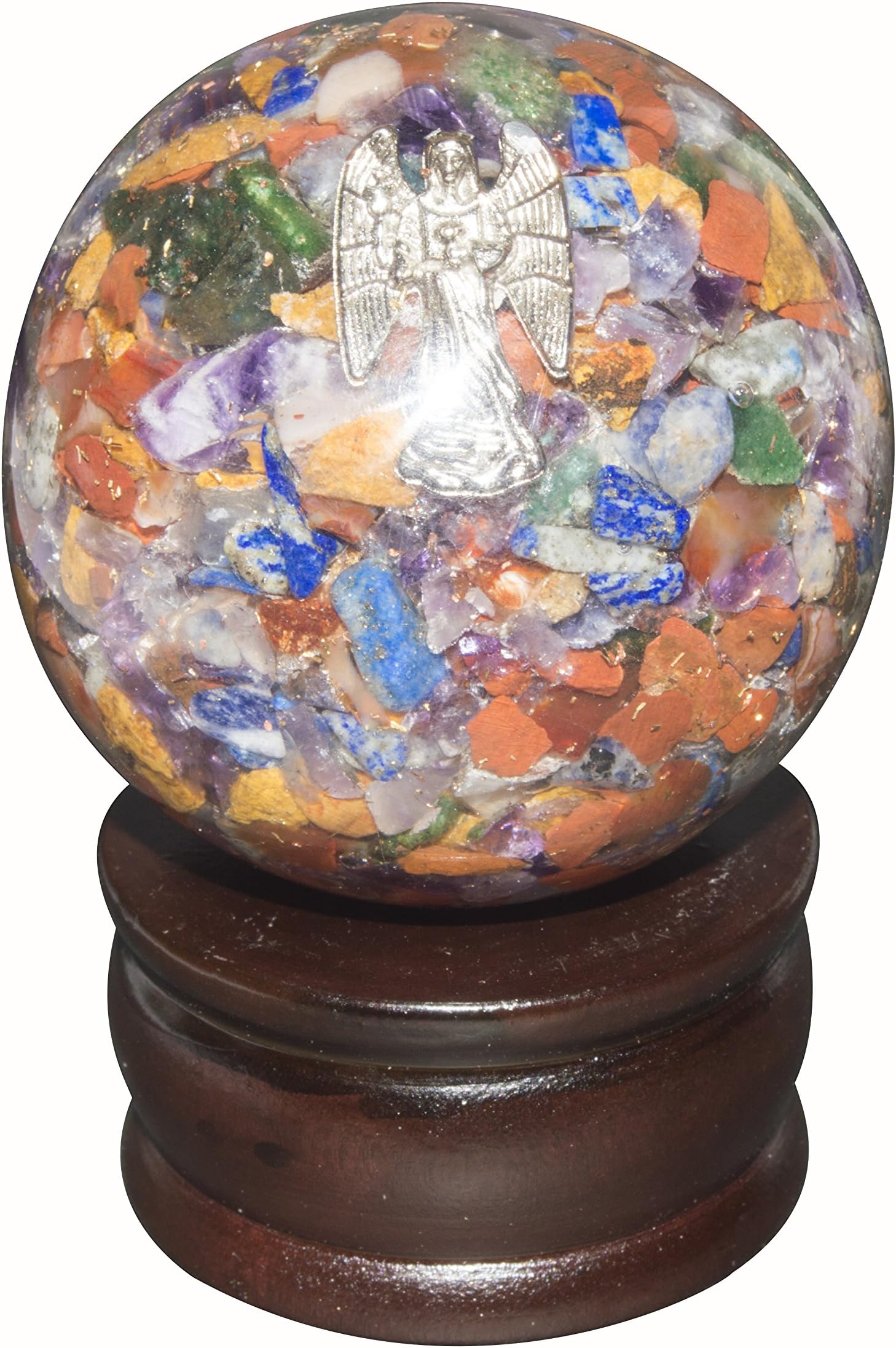 Crocon Mix Chakra Orgone Sphere Ball with Angel Healing Symbol for Crystal Energy Generator Reiki Chakra Balancing Aura Cleansing EMF Protection Size: 60 mm