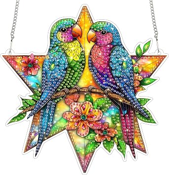 SKRYUIE Bird Hanging Pearl Diamond Art Kits for Adults Suncatcher A2