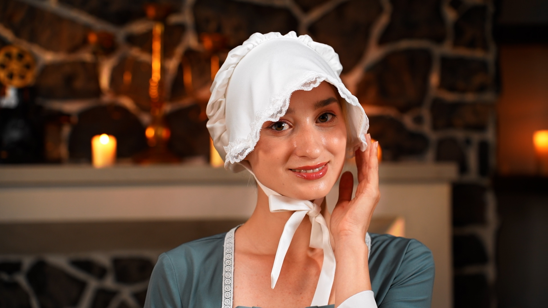 Amazon.com: JenPen White Bonnet Women Colonial Hat Mob Bonnets