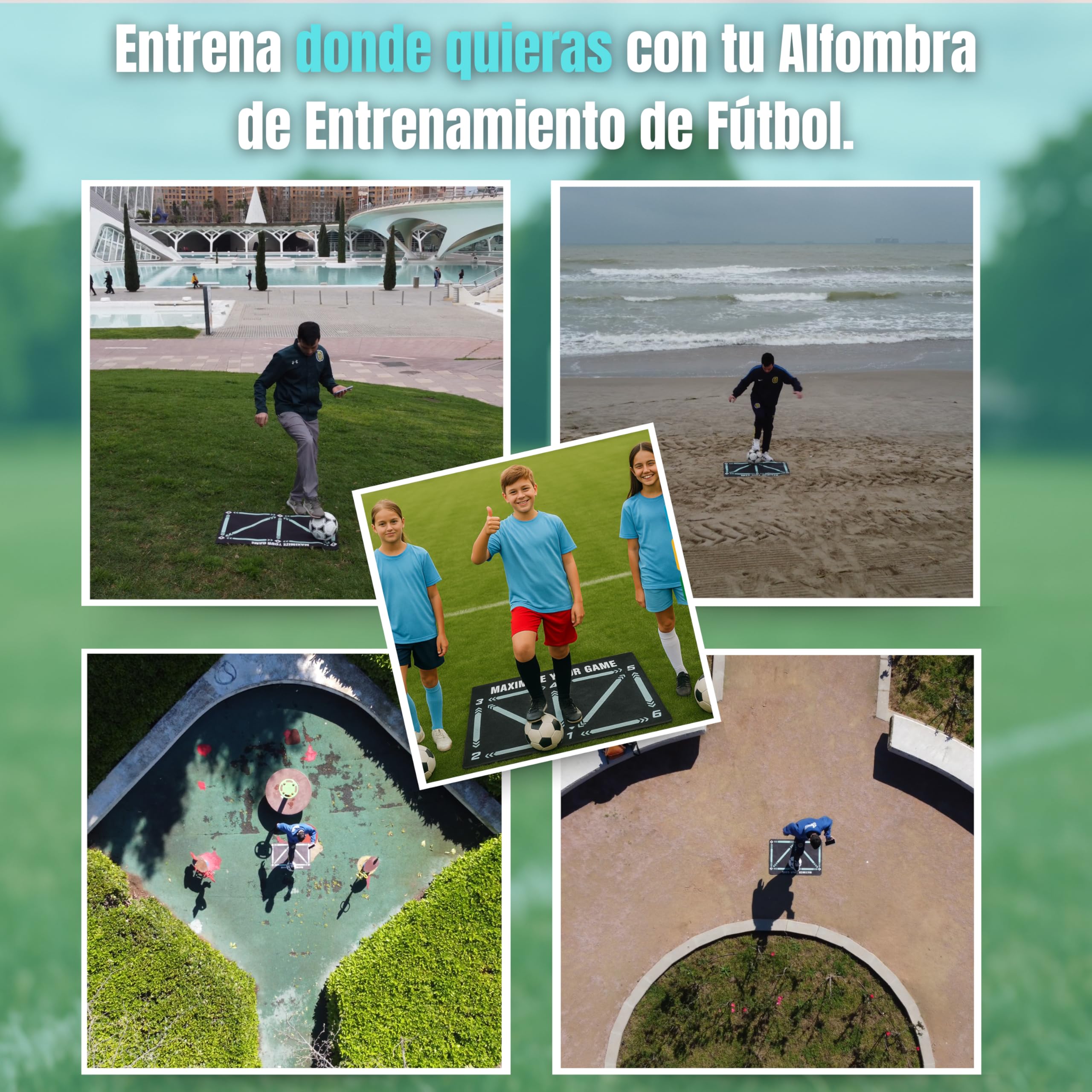 Alfombra Entrenamiento Futbol con App – Kit Completo con App para Todas Las Edades, Medias Antideslizantes, Bolsa de Transporte y Caja para Regalo