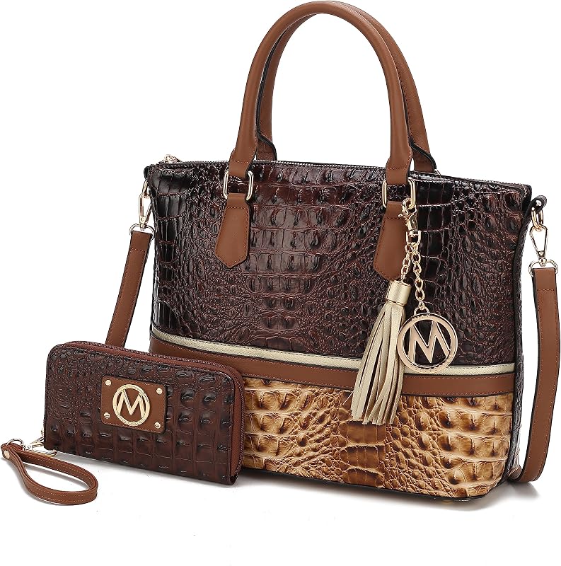Tote Bag for Women & Wristlet Wallet Purse Set, Vegan Leather Top-Handle Shoulder Handbag by Mia K