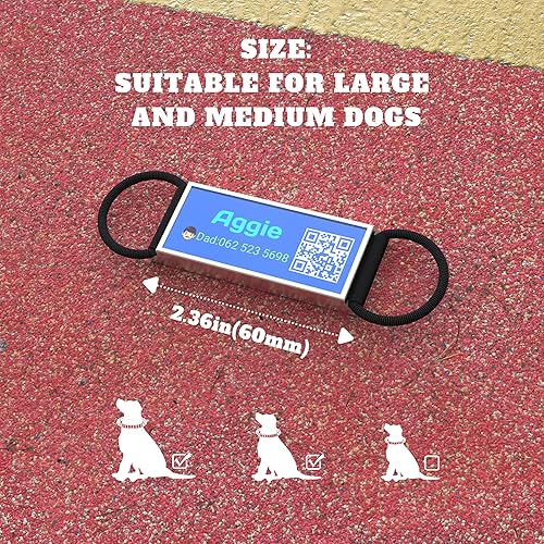 Miniatura 5 de Placa de identificación con código QR, etiquetas de nombre de perro personalizadas, silenciosas y silenciosas, escanea y en línea gratis QR Reciba