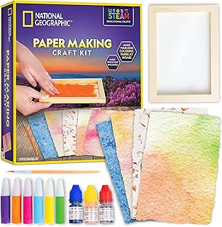 NATIONAL GEOGRAPHIC Kids Paper Making Kit - Make & Decorate 10 Sheets of...