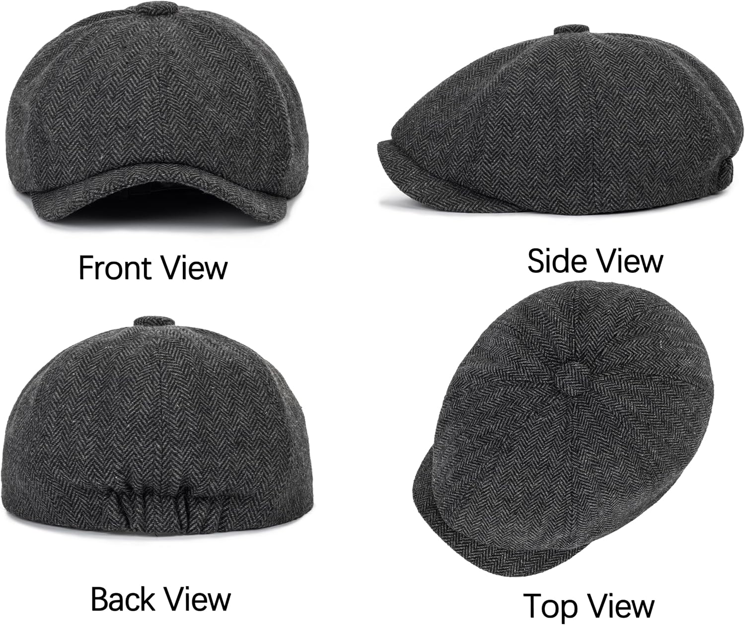 Kids-Vintage-Newsboy-Cap Beret Cabbie Hat Pageboy Caps Tweed Flat Driver Hat for Boys Girls 4-9 Years