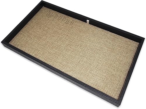 Miniatura 5 de CuteBox Bandeja de plástico negro con almohadilla de arpillera para minoristas, mercancías, joyas, exhibición, organización, almacenamiento, uso