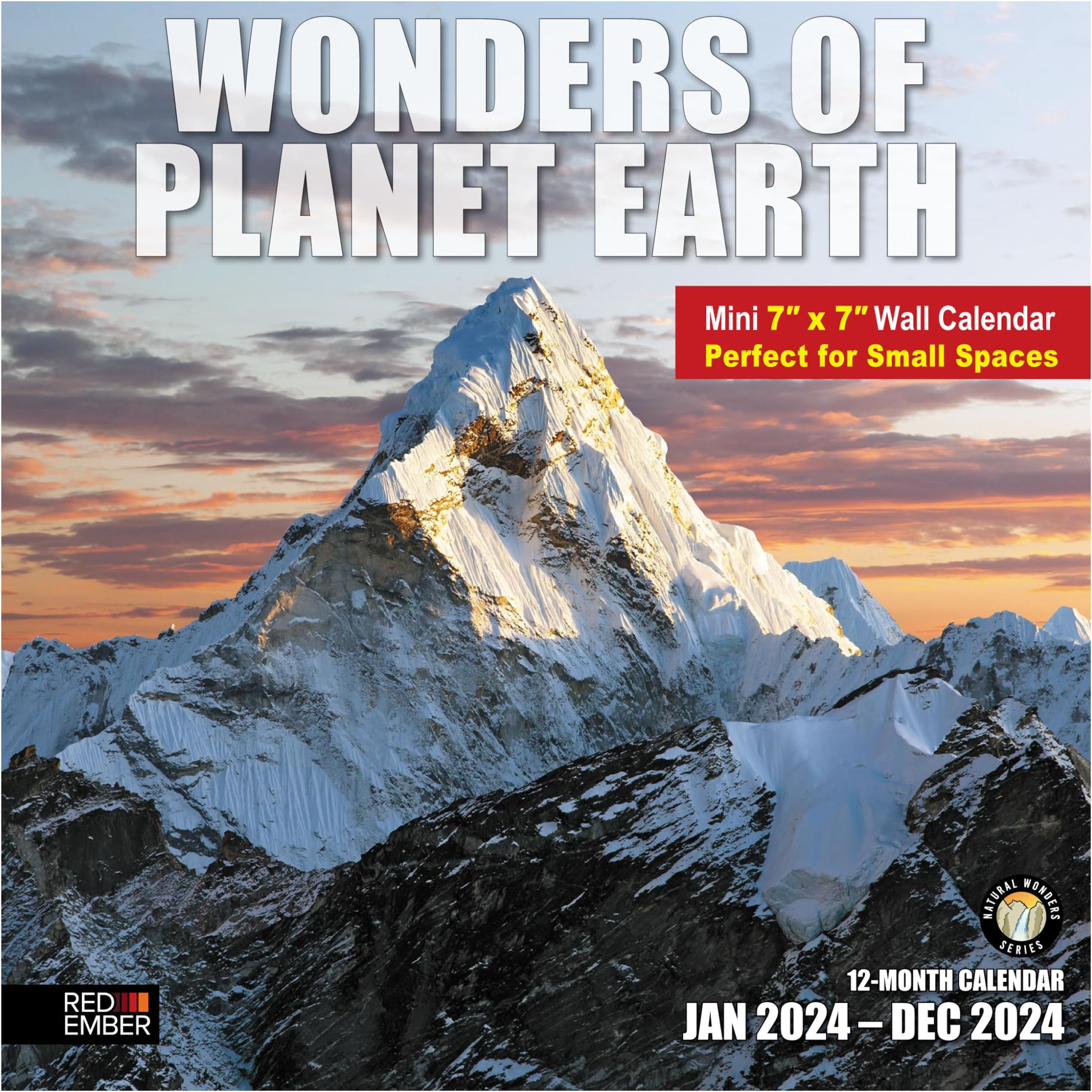 Small Spaces Mini Wall Calendar - Wonders of Planet Earth 2024 Hangable Monthly by Red Ember | Only 7" x 14" Open | Thick & Sturdy Paper | Giftable | Scenic Nature Travel | Absolutely Astounding