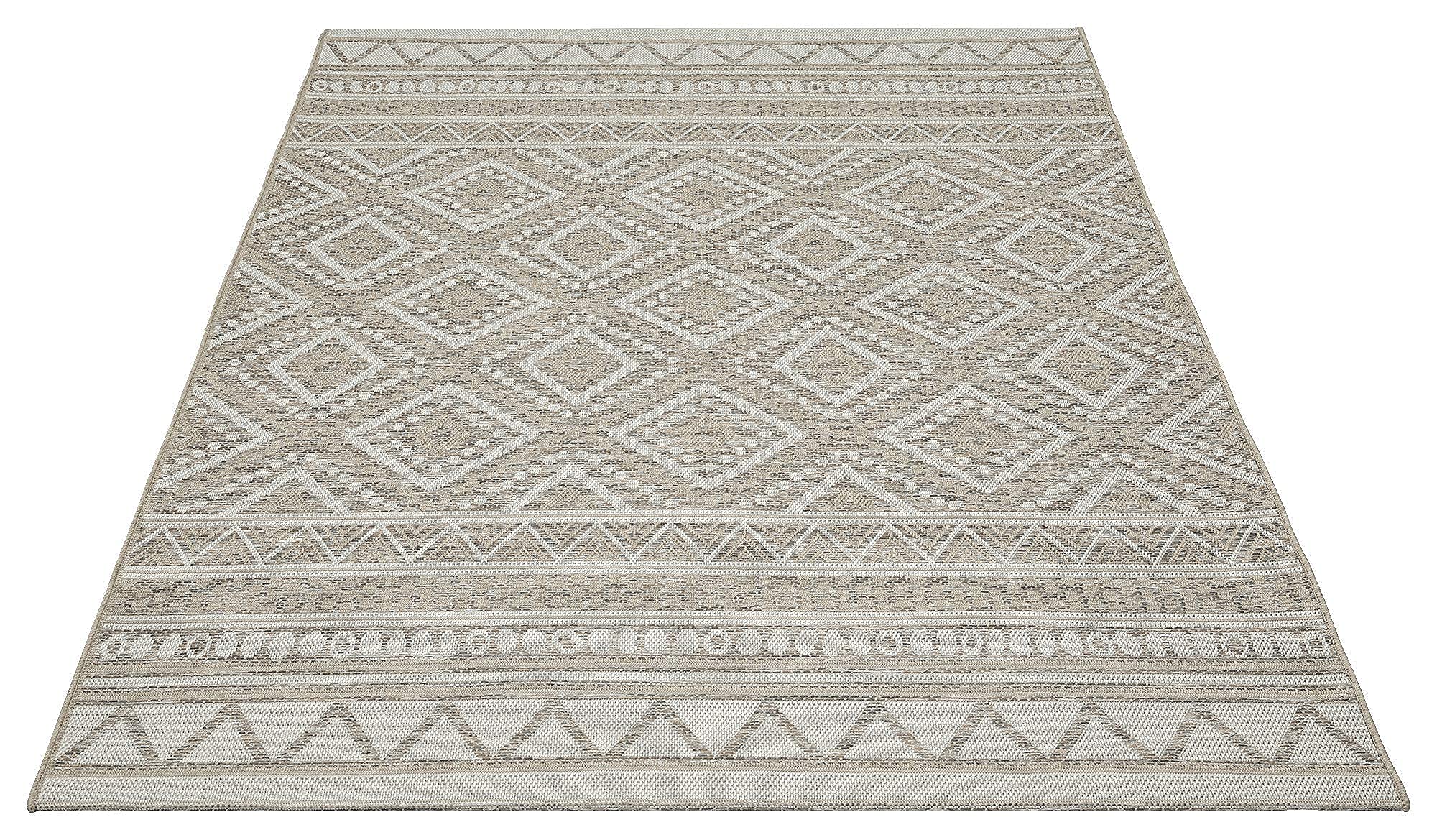 the carpet Calgary – Tapis d’intérieur Durable, Facile à Nettoyer, idéal pour Salon, Chambre, Cuisine ou entrée, également adapté à l’extérieur - Beige - 140 x 200 cm