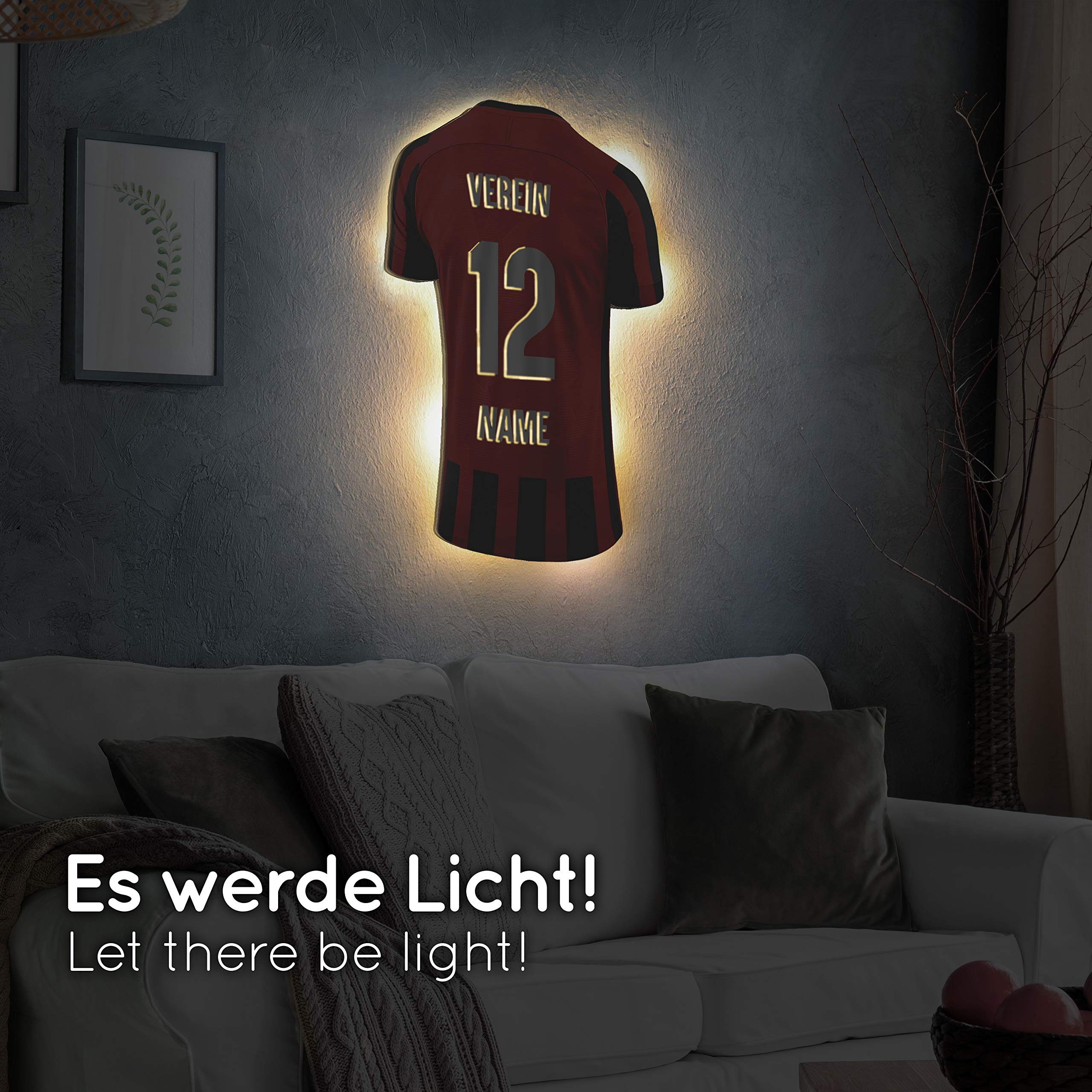 Elbeffekt Trikotlampe für Mailand Fans aus Holz - personalisierbares Geschenk - schenke Dein individuellen Mailand Fanartikel aus Echtholz