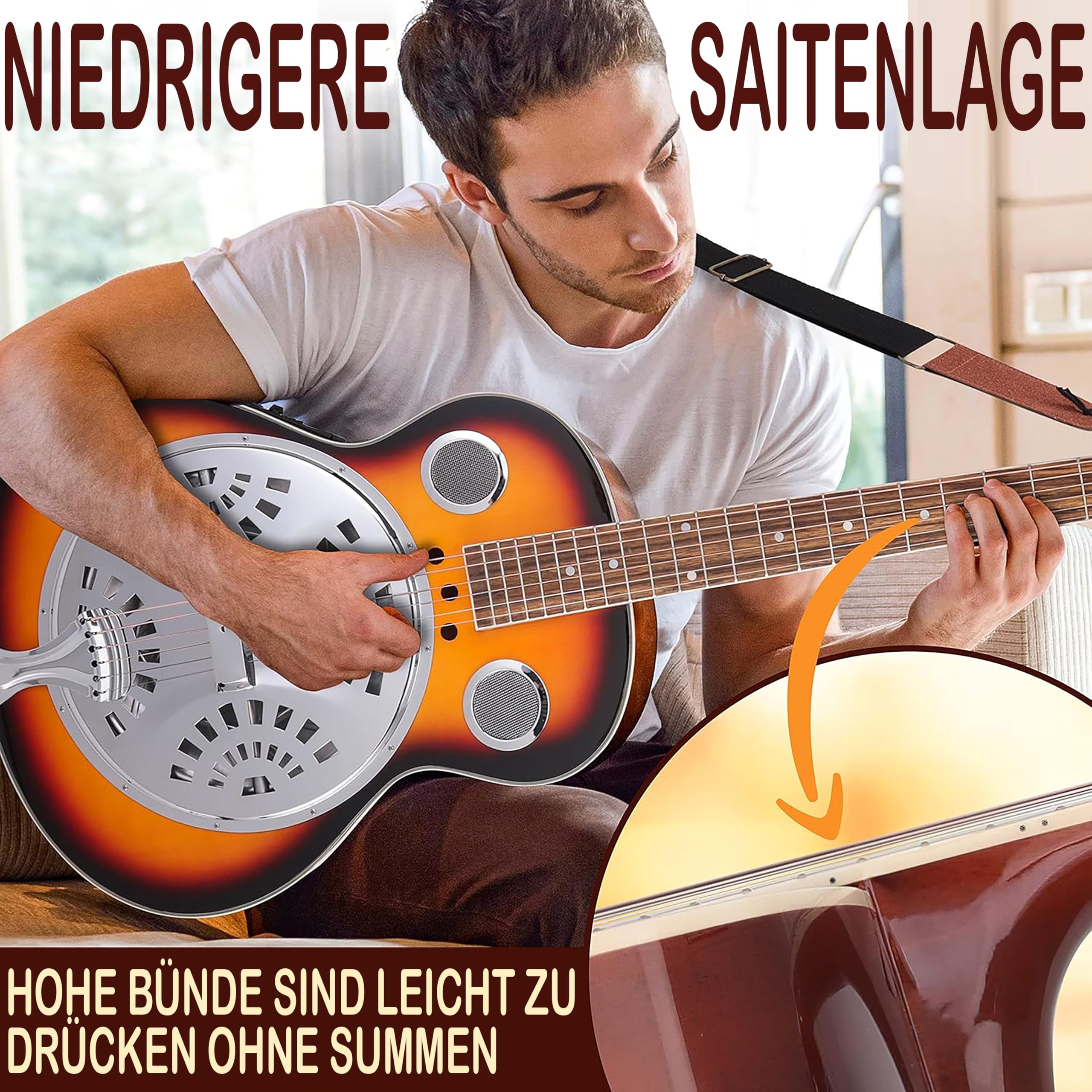 Pyle Resonator Akustik Westerngitarre 4/4 mit integriertem Verstärker