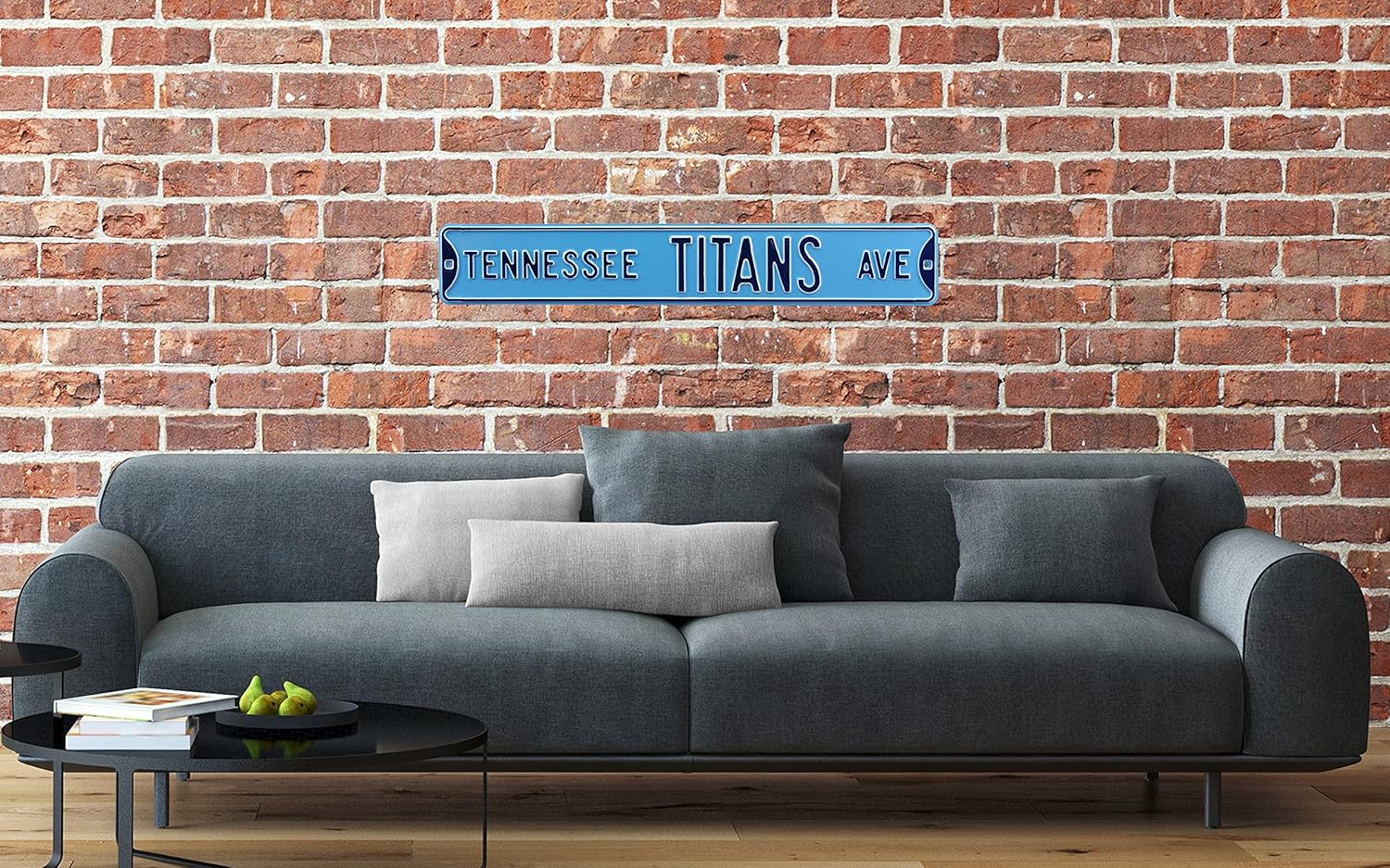 FREMONT DIE NFL Tennessee Titans Ave, Large, Heavy Duty Steel Street Sign – Football Wall Decor for Dorm Room Decorations, Man Cave Decor, Office and Gifts, Team Color, 36" x 6", (35068)