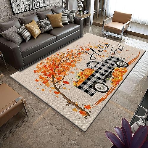 Miniatura 2 de Alfombra de área de Acción de Gracias, 3 x 4 pies, con diseño de hojas de arce, transpirable, no se decolora, antideslizante, lavable a máquina,