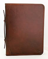 Vista 5 de Noda Carpeta de cuero con 3 anillas, cierre con cremallera, portapapeles de cuero (coñac)