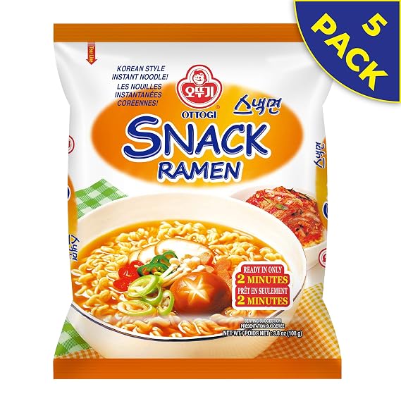 OTTOGI Snack Ramen, KOREAN STYLE INSTANT NOODLE, Traditional Korean Instant Ramen, with Thin Noodle and Mild Flavor(108g) - 5 Pack...