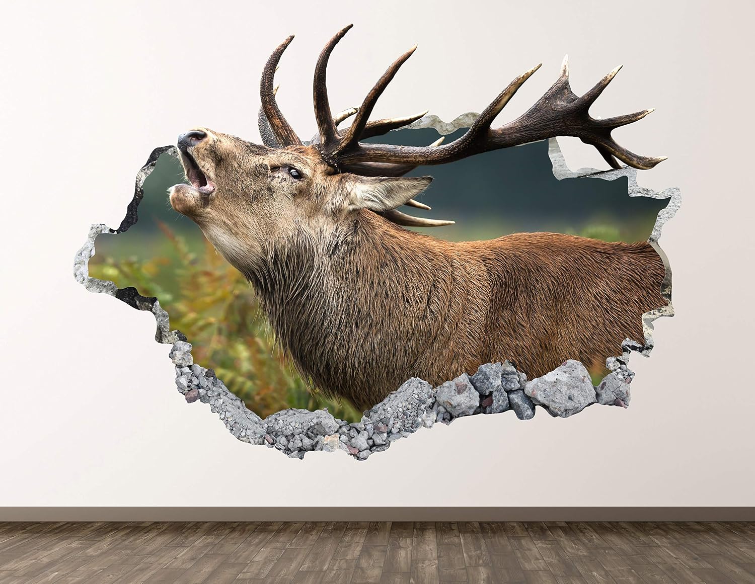 Deer Wall Decal Art Decor 3D Smashed Animal Sticker Poster Kids Room Mural Custom Gift BL943 (30"W x 18"H)