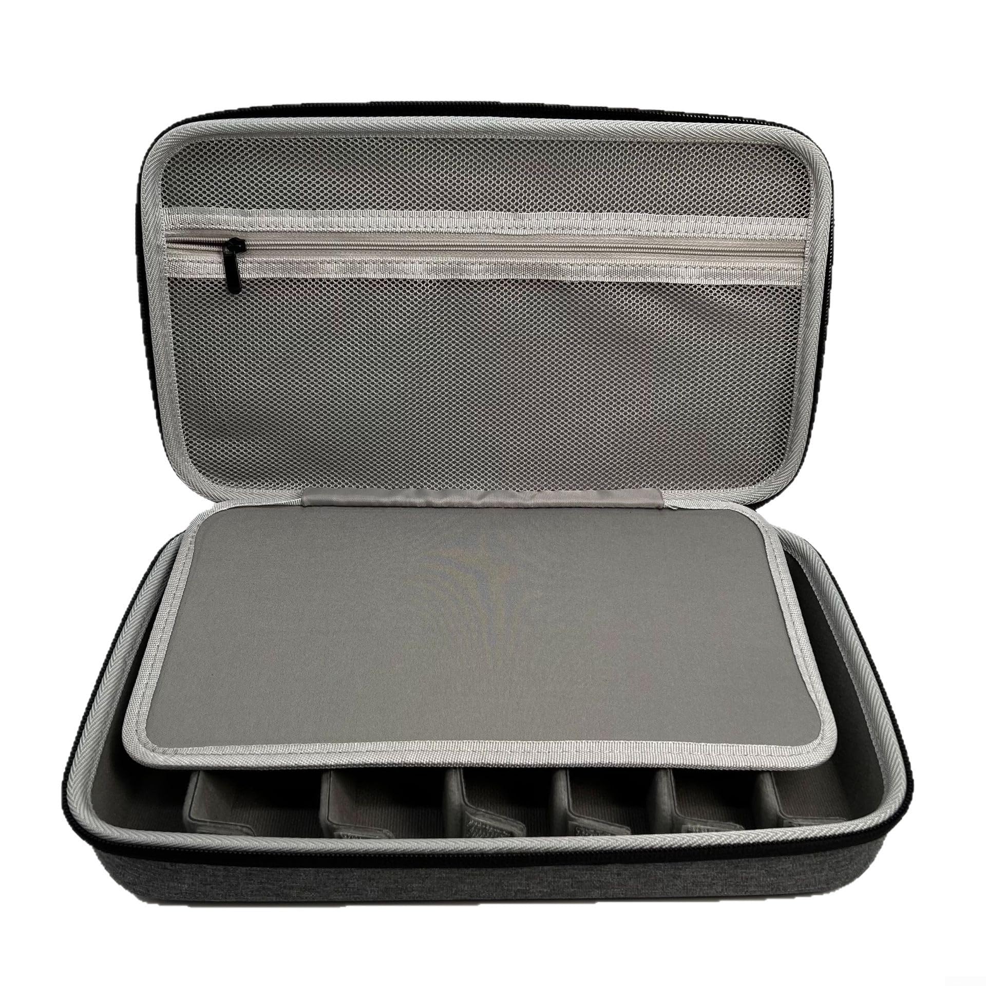 Caja de almacenamiento portátil de gafas de sol de viaje, estuche organizador de gafas de sol de EVA duro con compartimentos ajustables para hombres y mujeres