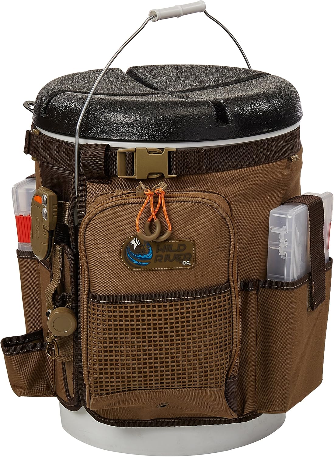 Custom Leathercraft Wild River by CLC WT3507 Tackle Tek Rigger Lighted Bucket Organizer, Plier Holder & Two PT3500 Trays 5-Gallon, Beige