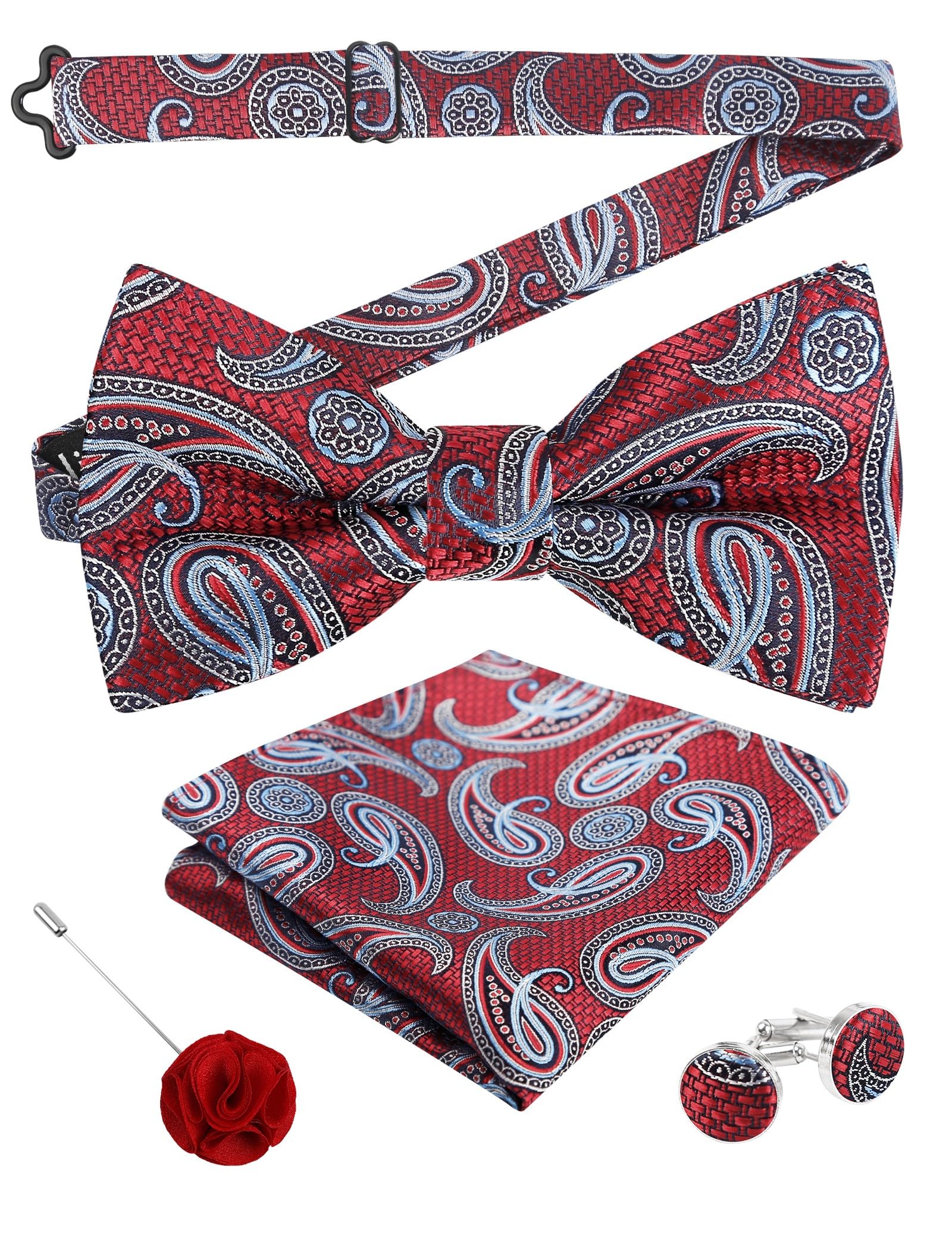 Alizeal Mens 4pcs Vintage Paisley Bow Tie Set