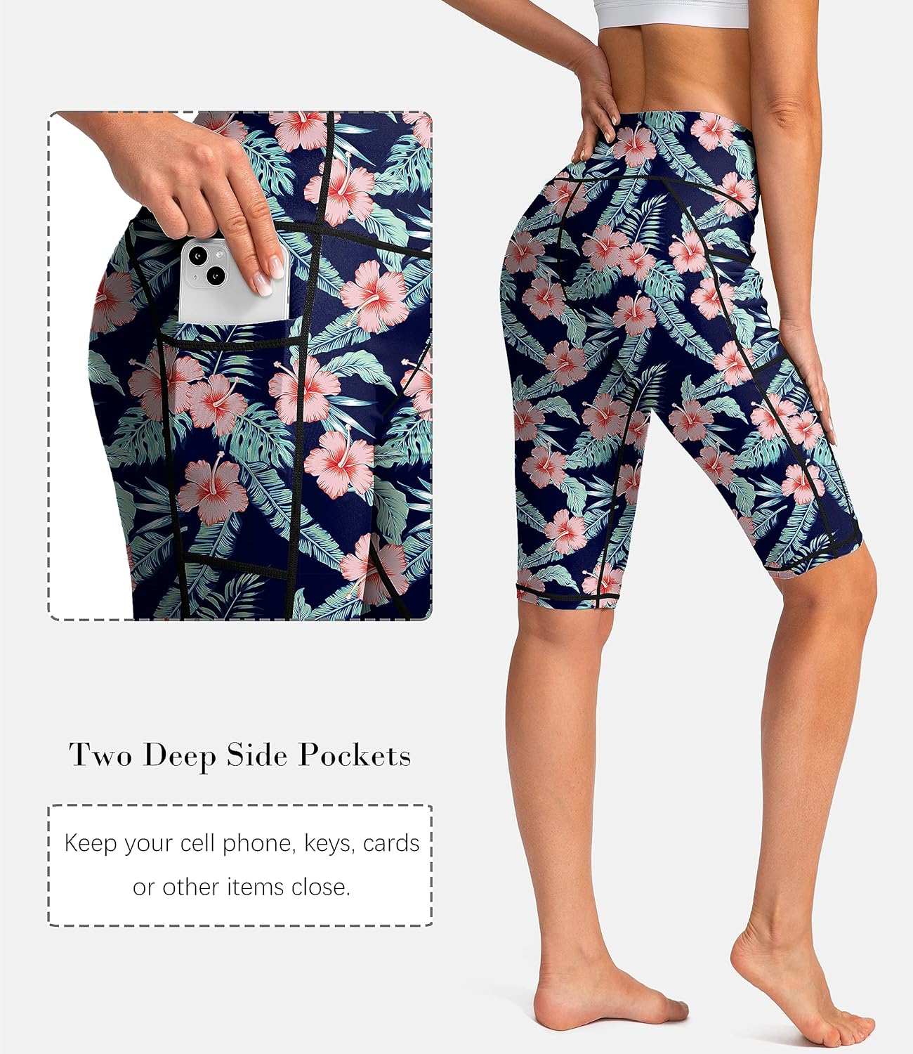 SANTINY Women's 8''/12'' High Waisted Swim Shorts with Pockets UPF50+ Long Board Swimming Shorts for Women with Liner - Image 4