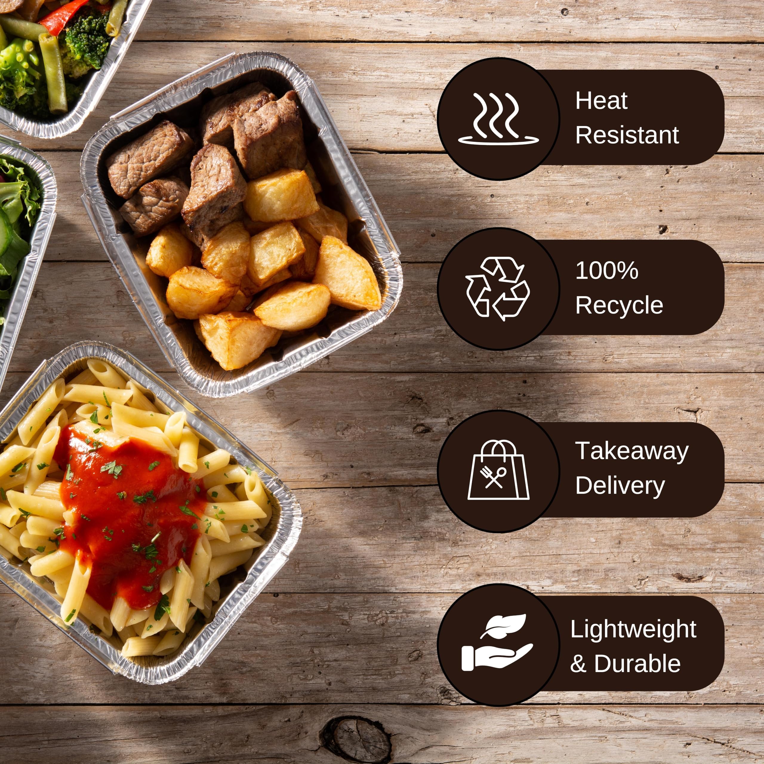 30 Stück Aluminiumfolien-Boxen 200ml - Goldene Backformen Für Ofen & Luftfritteuse