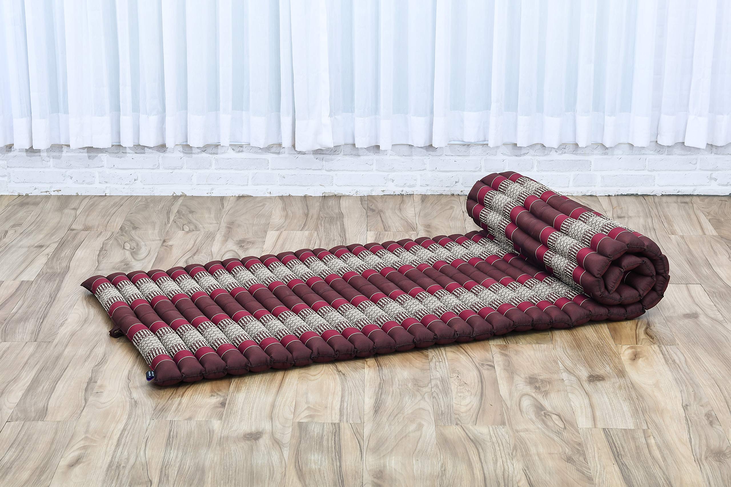 Leewadee Tapis Thai Enroulable 190 x 70 cm - Kapok Tapis de Sol Sommeil Massage Méditation Alternative Futon