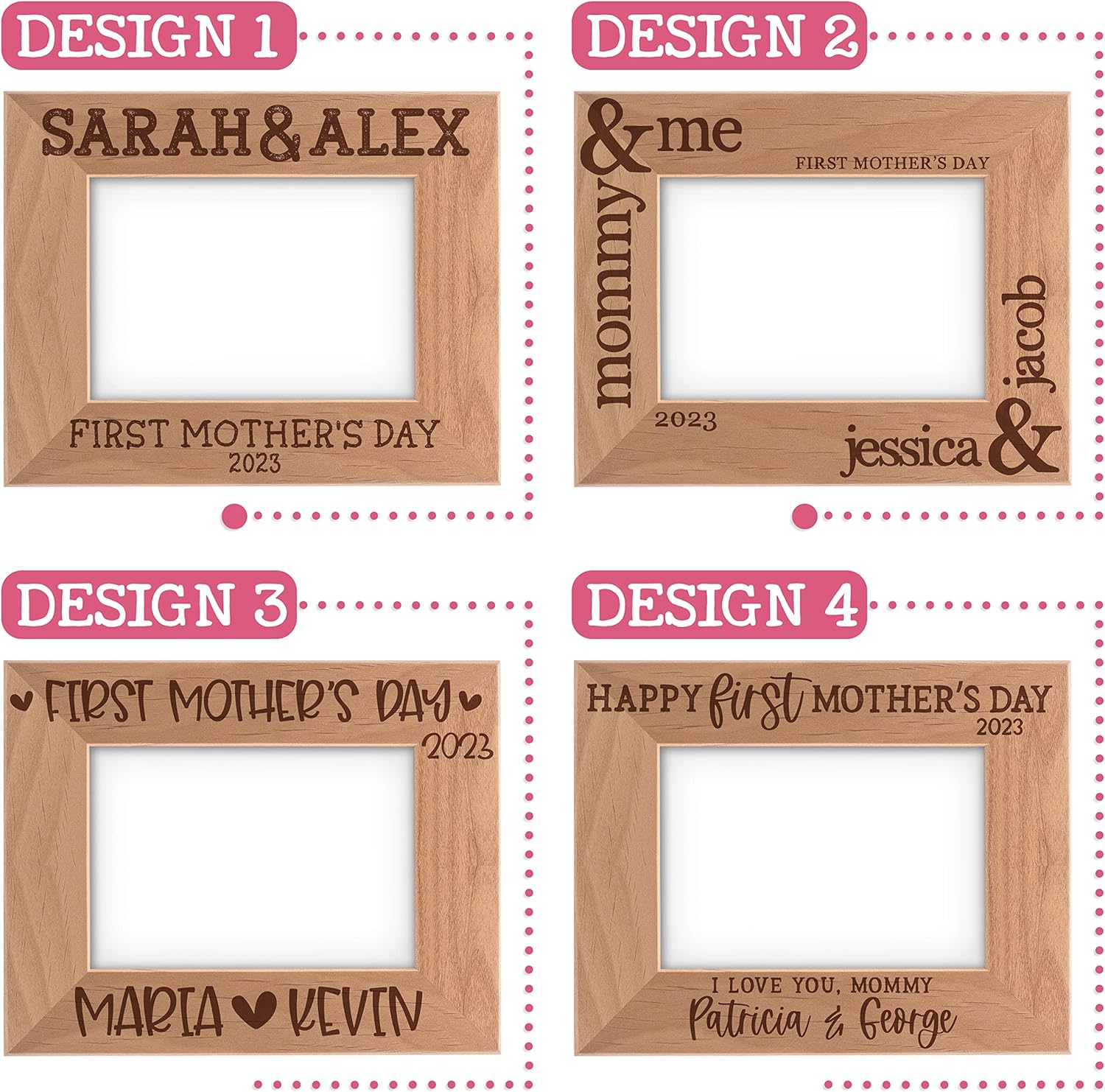 Lily's Atelier Gifts for Mom, Personalized First Mother's Day Picture Frame with Names | 4 Designs, 4x6-5x7 | 1st Mom Gift - Keepsake Frame