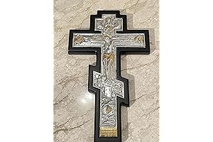 Russian Orthodox Silver Cross Wall Hanging Icon of Jesus Christ