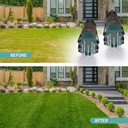 Miniatura 2 de Abco Tech Zapatos aireadores de césped para césped, herramienta de aireación de patio con 3 correas ajustables y hebillas de metal de alta