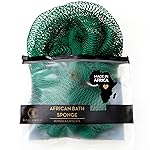 Bellanomi African Exfoliating Net Sponge, Authentic, Ethically sourced from Nigeria, 45 inches Long, Back Scrubber for Daily use (Emerald Green)