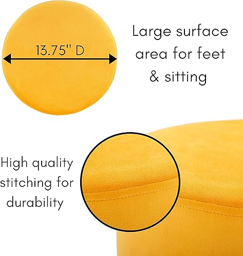 Miniatura 27 de BIRDROCK HOME Taburete otomano redondo – Diseño moderno de taburete acolchado suave – Ideal para sala de estar, dormitorio, reposapiés compacto,