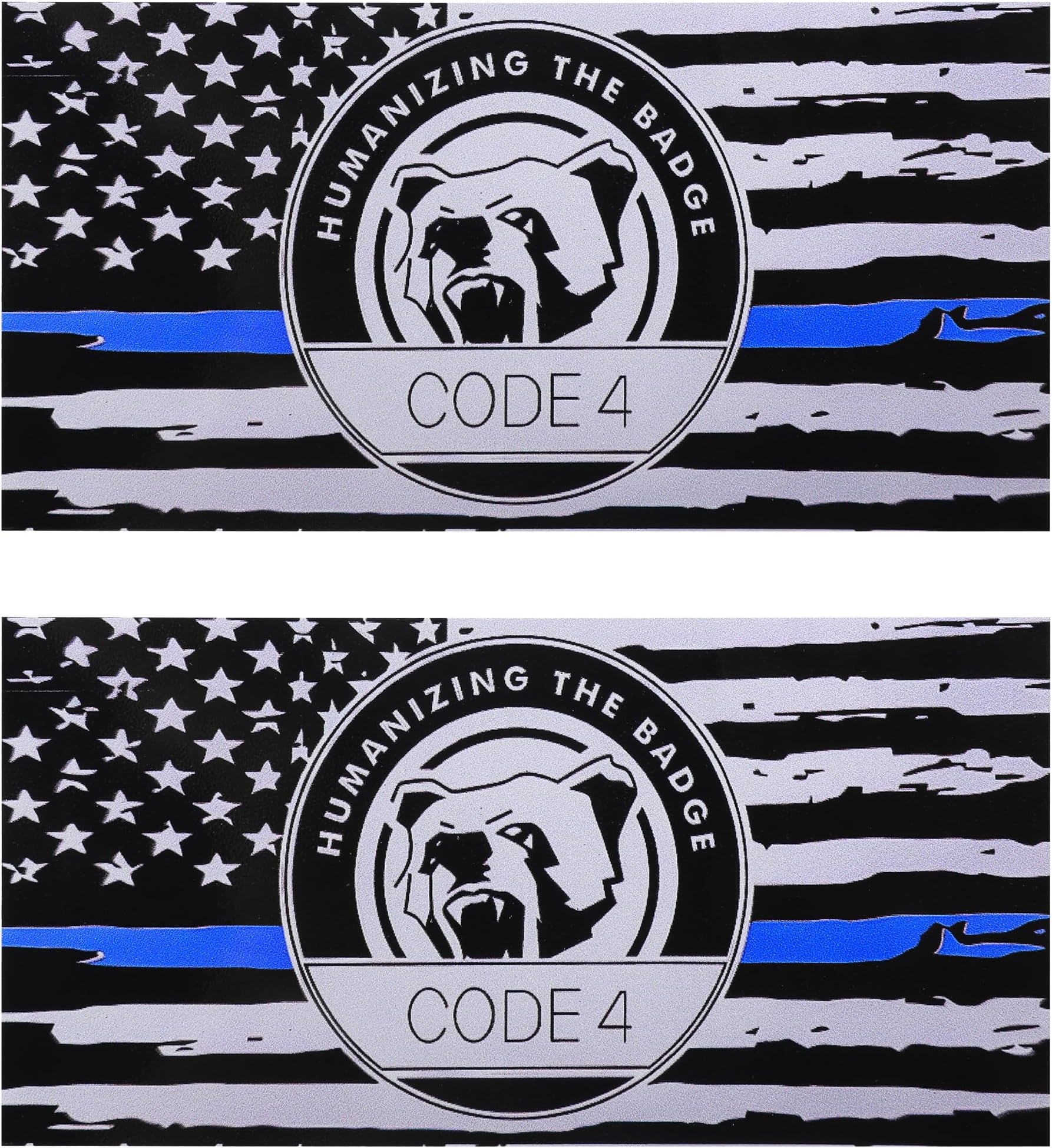 Car Decals,Car Accessories Automotive Decals,Code 4 Sticker Police,Reflective Waterproof Vinyl Thin Blue Line Sticker,Support Law Enforcement,Suitable for Trucks,SUVs (2pcs Small)