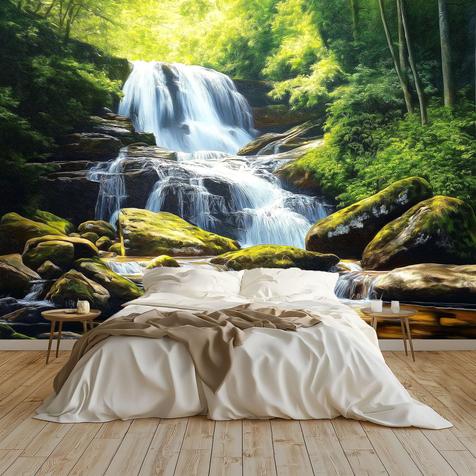 Papier peint intissé paysage naturel cascade 250x175 cm panoramique pour decoration salon