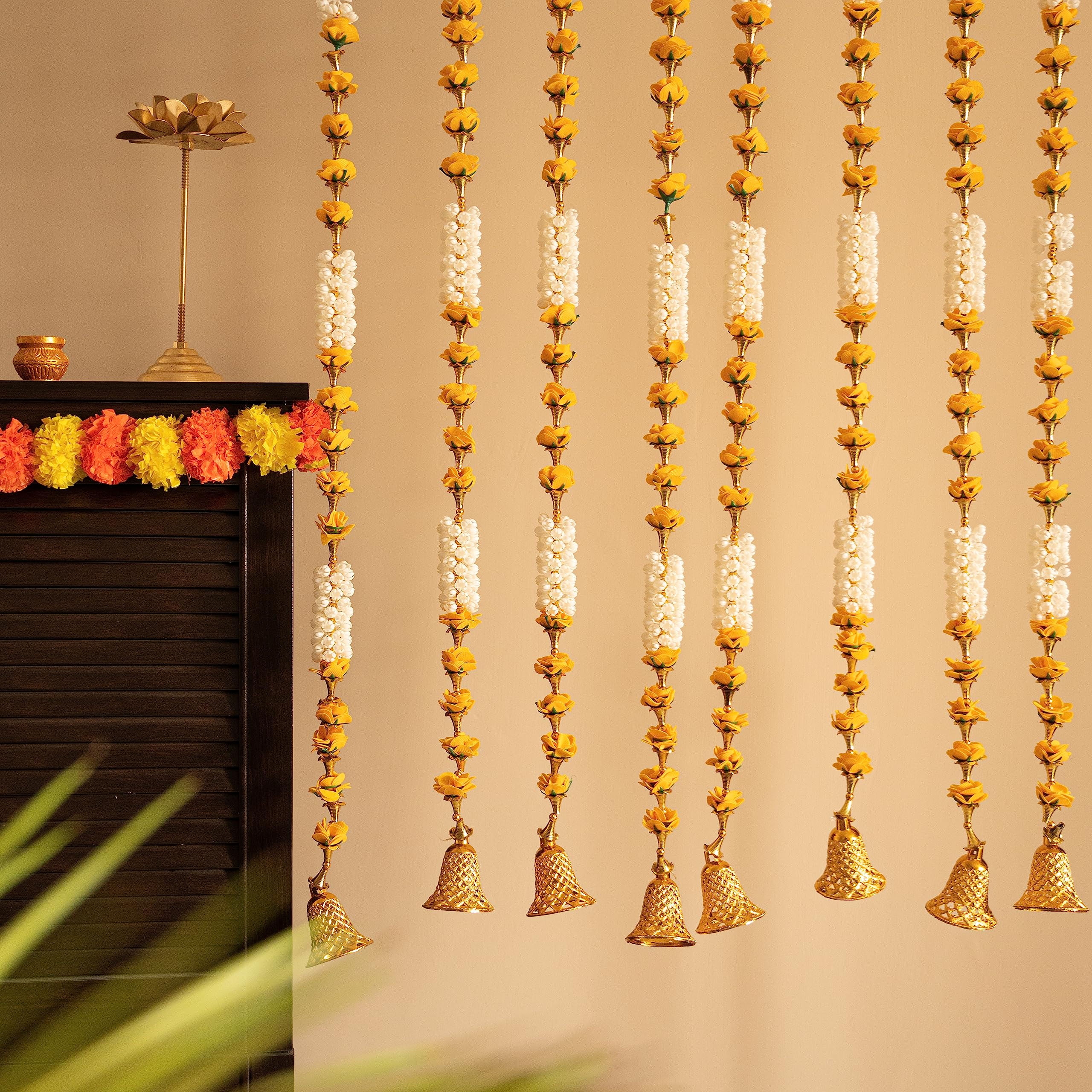 BS AMOR Traditional Hanging Latkan for Party, Wedding, Room, Home, Main Door,Diwali Decoration Items,Pack of Strings YellowKhushiBell Mogra (8) (B0CB6HLLKM) Amazon Price History, Amazon Price Tracker