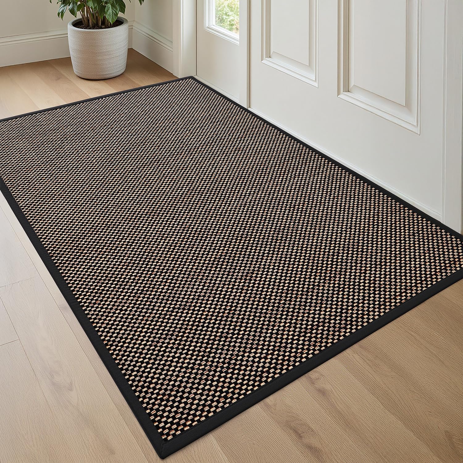 DEXI Door Mat 80 x 120 cm, Non-slip Dirt Trapper Doormat Inside with Rubber Backing, Low Profile Indoor Floor Mats for Hallway Entrance, Doorways, Porch, Black