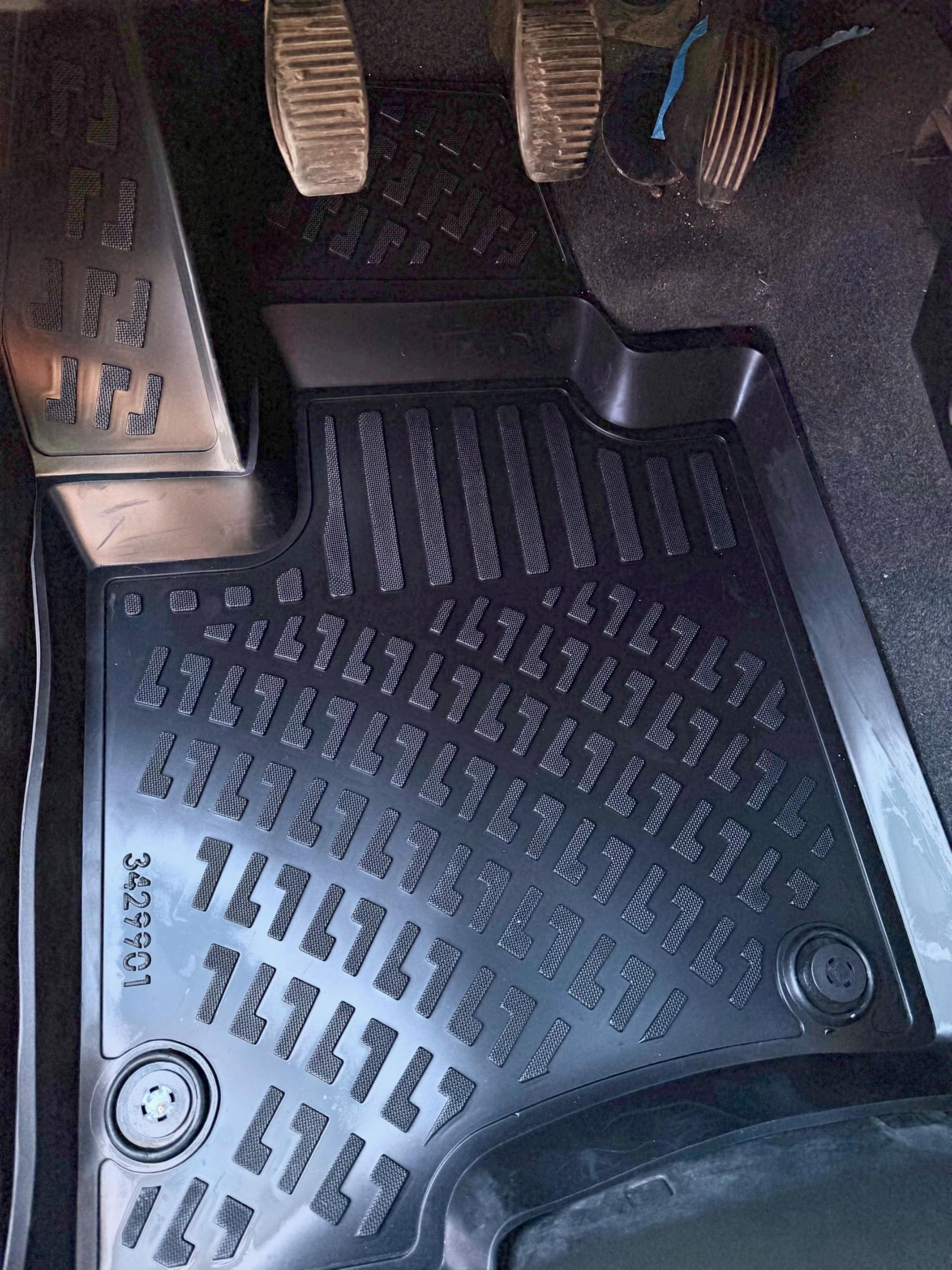 ASC Tappetini Auto Compatibili con FIAT PANDA 312 III serie dal 2012 al 2024, Gomma a Vaschetta, Protezione Poggiapiedi, Bottoni per Ancoraggio
