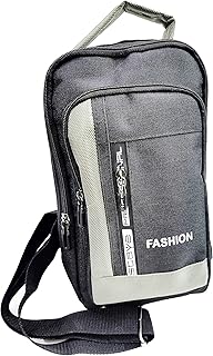 شنطة يد وكروس وكتف رجال وشبابي للجنسين قماش جينز سميك رصاصي غامق وحزام