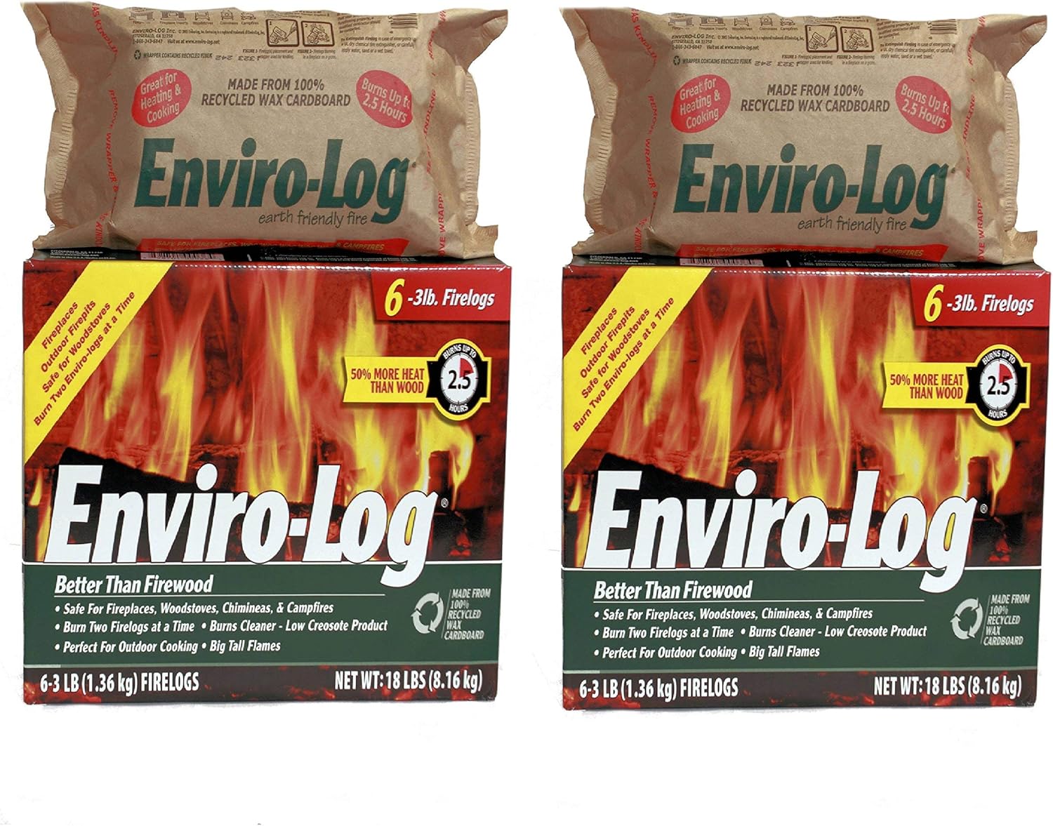 Amazon Com Enviro Log 6 Pack 3 Lb Firelog Case 2 Pack Home Kitchen