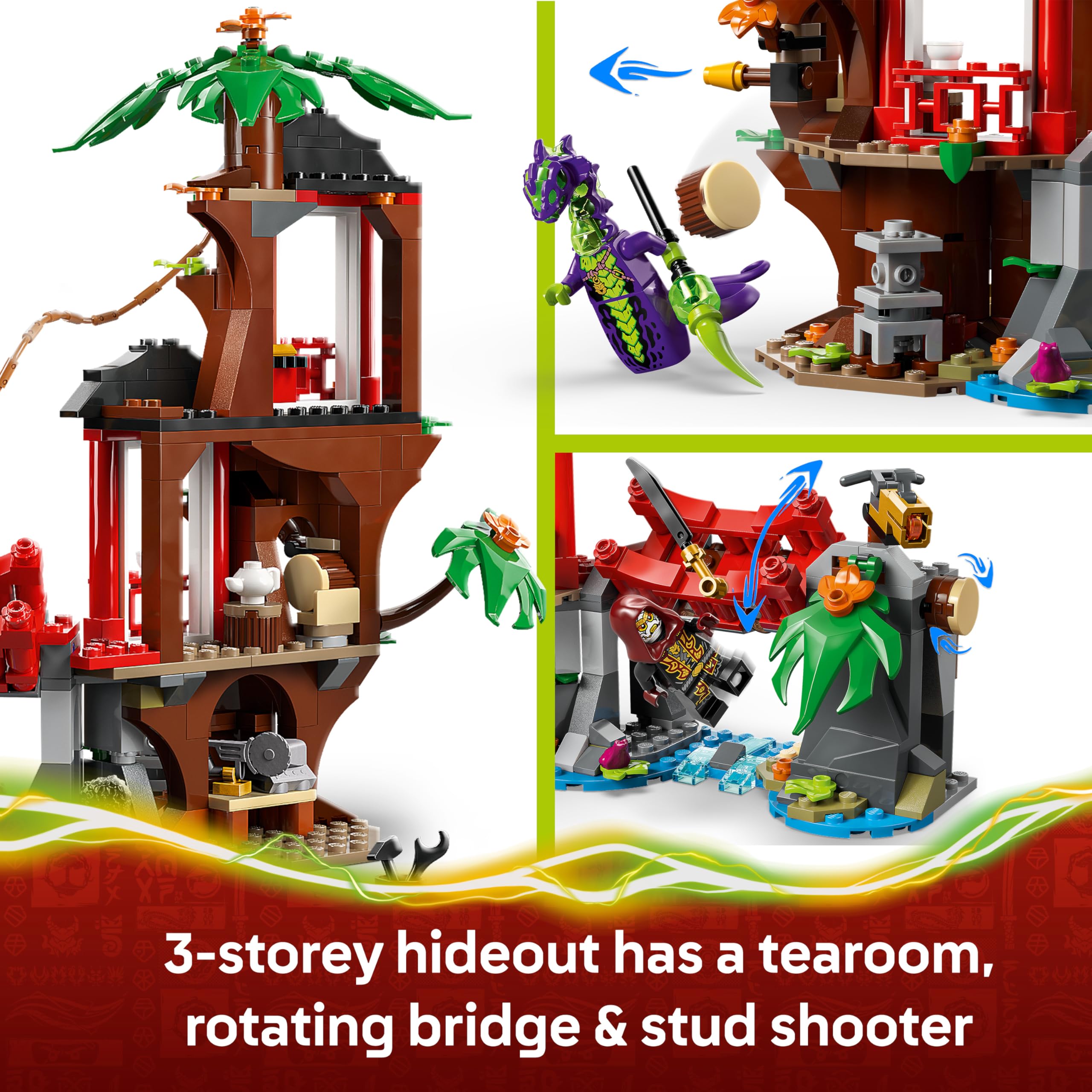 LEGO NINJAGO Ninja Vehicle Tree House Battle, Action Toy w/a Motorbike, Helicopter, 6 Minifigures & Swords - Image 3