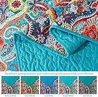 Vista 15 de VAPUTAR Juego de ropa de cama tamaño Queen – 3 piezas, edredón bohemio, colcha reversible ligera para dormitorio de granja (floral)