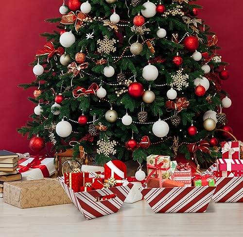 Miniatura 7 de Gift Boutique Paquete de 6 cestas de regalo de Navidad a rayas de bastón de caramelo de 8 x 10 pulgadas, rectangular, rayas rojas y blancas, cesta